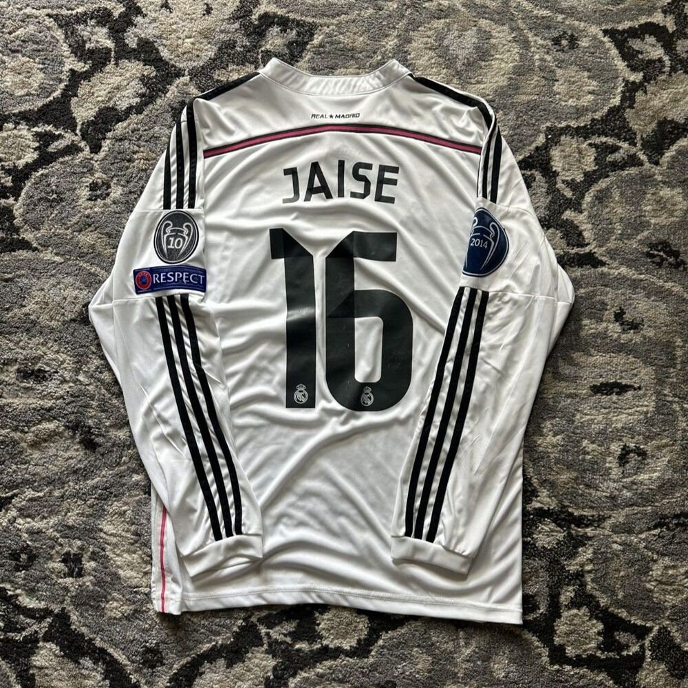 Real Madrid 2014/15 FIFA Long sleeve home jersey kit adidas men sz L Jaise #16